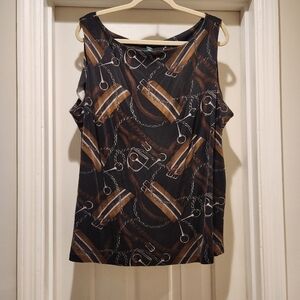 Lauren Ralph Lauren Y2K Equestrian Buckle Silk Wool blend boatneck sleevless top